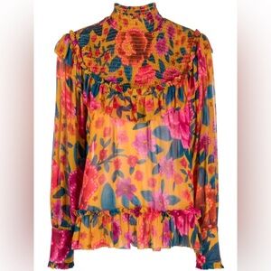 Farm RioFloral Dream Smocked Blouse M